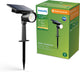 Philips LED Philips Ashlyn Sockellampe mit Spieß – Solar-Außenlampe – warmweißes Licht 2700 K – Schwarz – Dämmerungssensor – Solarenergie