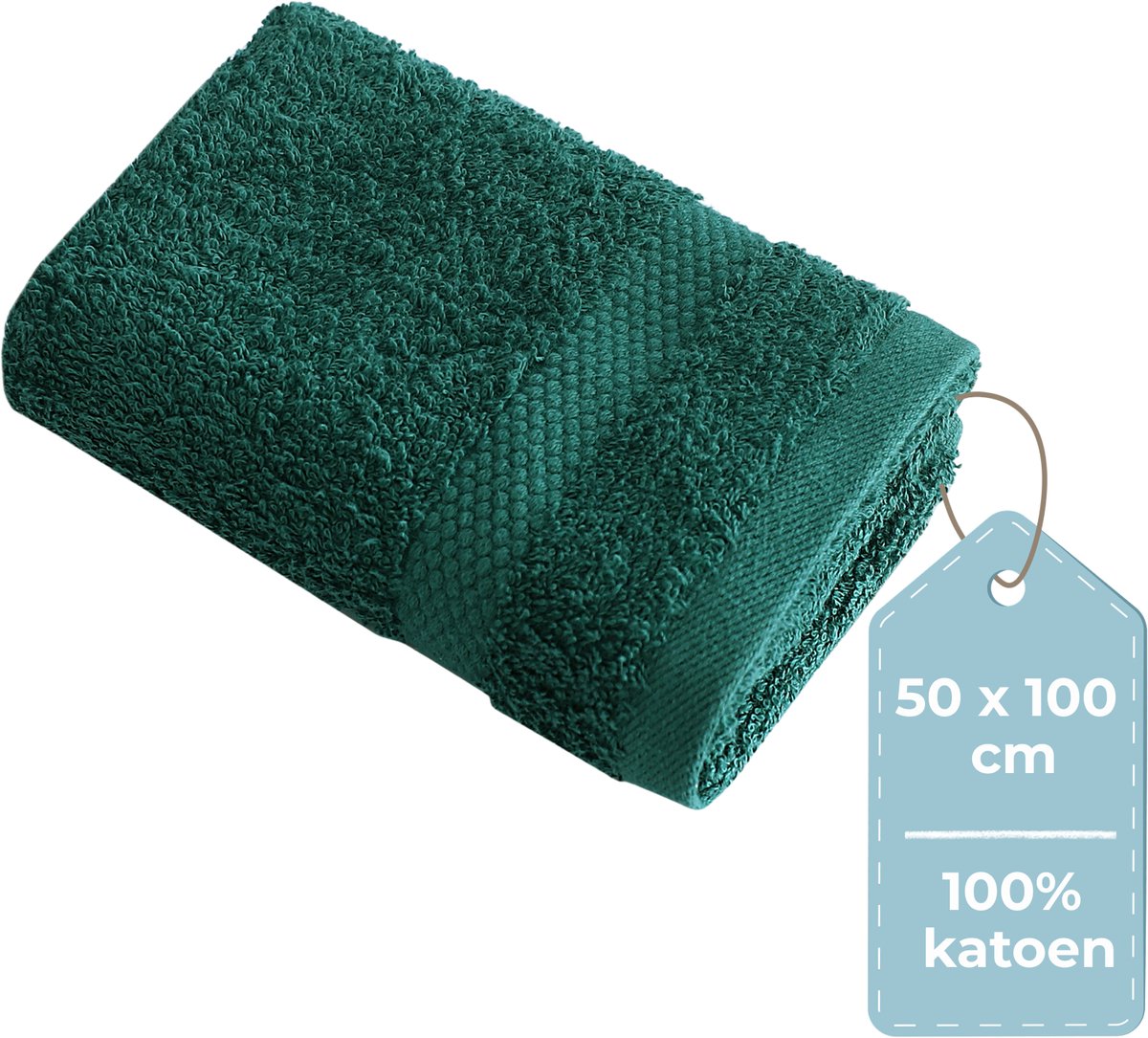 Stille. Living Hush Living Handtuch – pro Stück – 50×100 cm – 100 % Baumwolle – schwere Qualität 500 g m2 – stilvolle Bordüre und Aufhängeöse – dunkelgrün