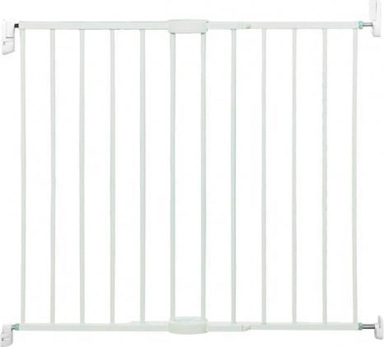 Munchkin Metall-Schraubtor – Treppenschutzgitter mit Bohrung – Schutzgitter mit Wandbefestigung – 64,5 bis 102 cm – oben und unten verstellbar – weiß