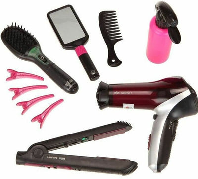 Klein Toys Braun Satin Hair 7 Mega-Spielzeug-Friseurset - inkl. Accessoires - Schwarz - Pink