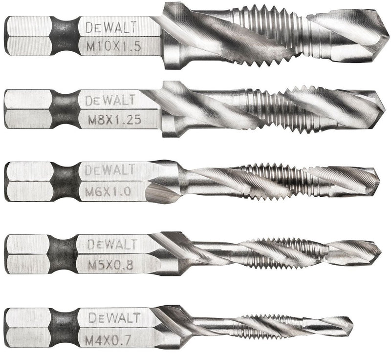 Dewalt-Zubehör dt50060 | Gewindebohrer-Bohrer-Set | 1 4 Hex | Metrisches Gewinde M4 M5 M6 M8 M10 - dt50060-qz