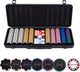 Longfield Pokerset 500 Chips 14 Gramm – schwarzes Aluminiumgehäuse – Spielkarten – Dealer-Button – Würfel – Engelsherz