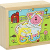 Holzstraßenpuzzle -Farm, 4 Set von 4