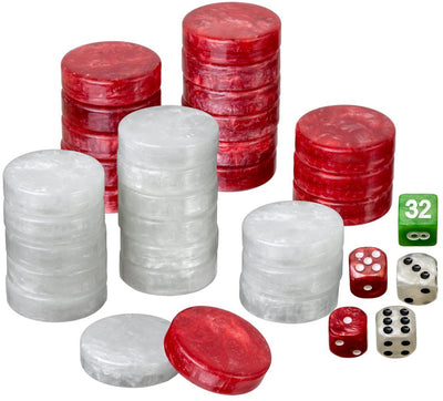 Philos Backgammon-Spielfiguren-Set groß 34 mm rot weiß