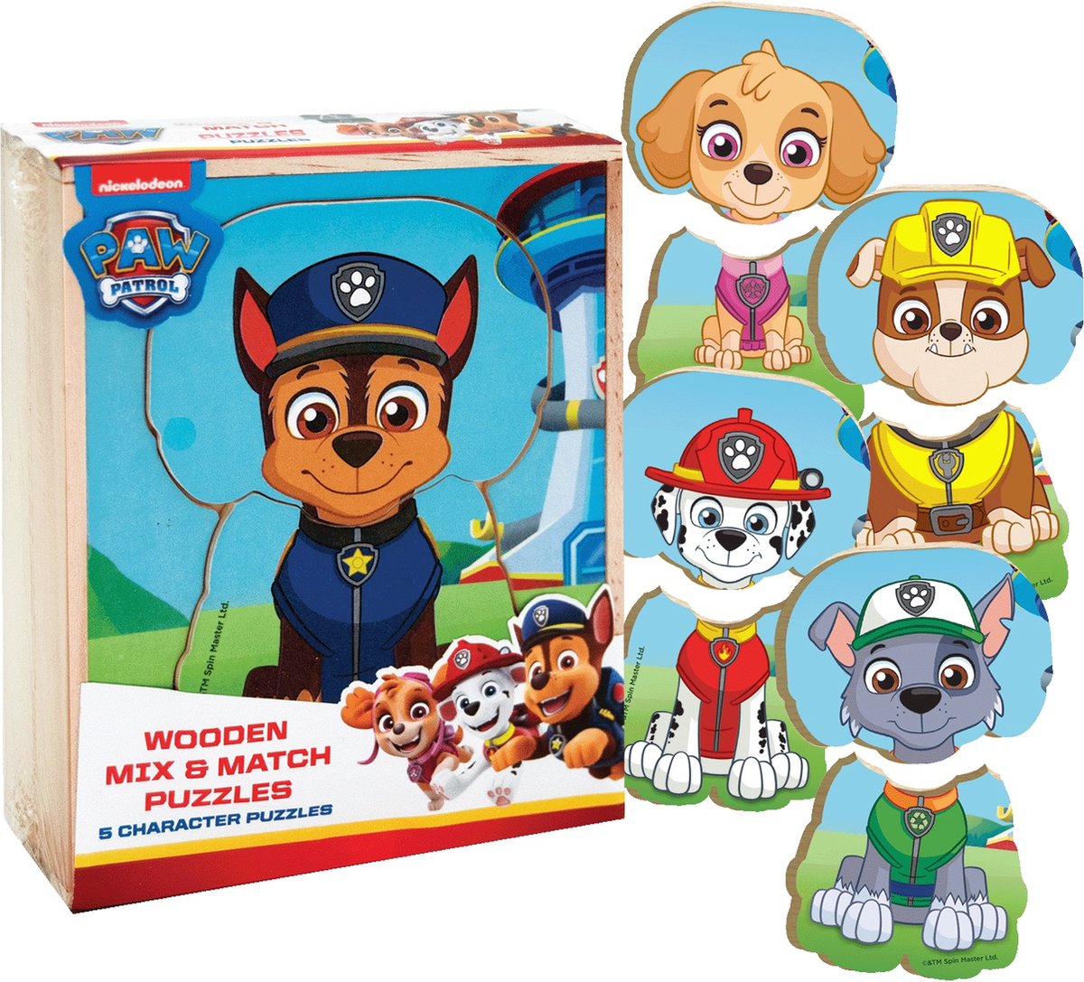 Pfotenpatrouillenholz -Match -Puzzle, 10st.