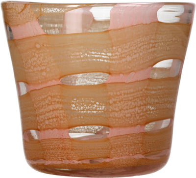 HD Collection Kerzenhalter aus Glas, Pfirsich, 12 x 12 x 10,5 cm