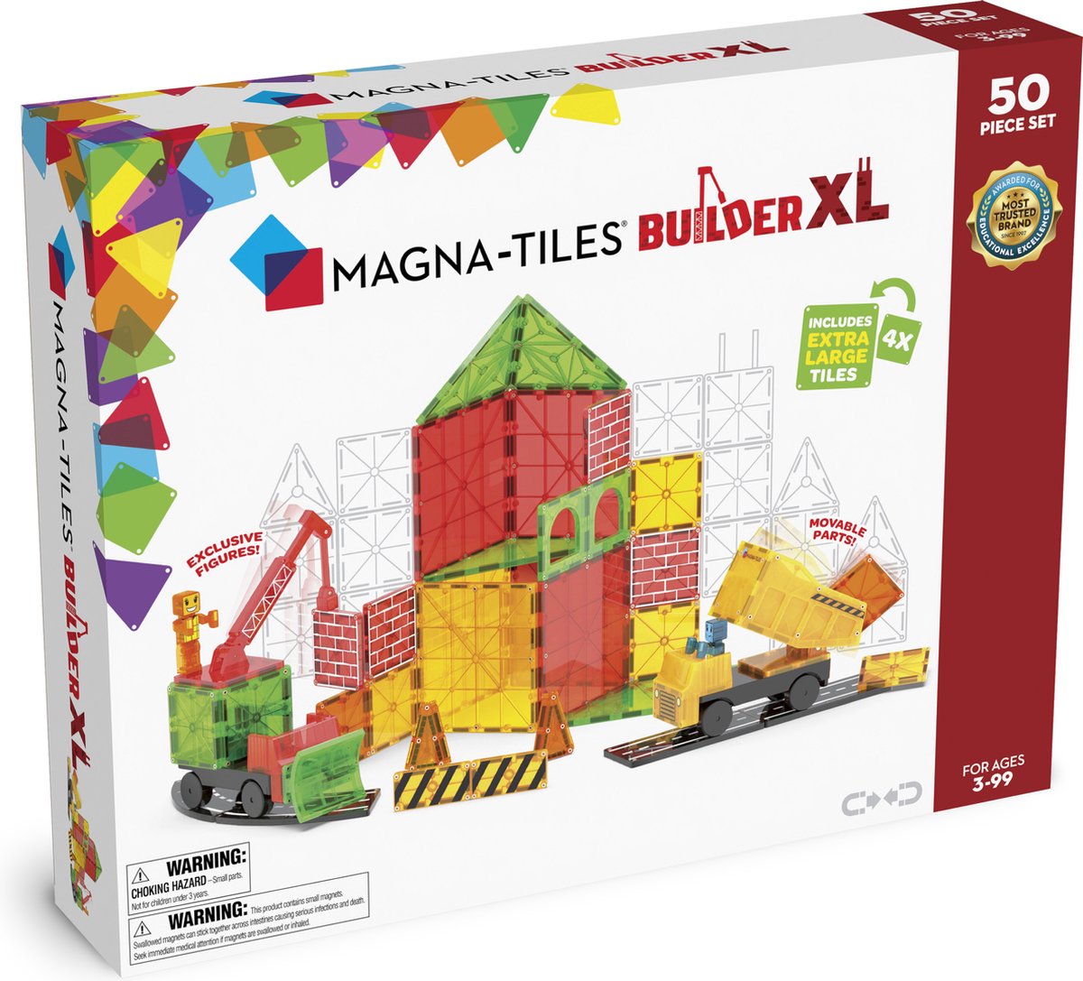 Magna-Kacheln Builder XL – Bauset für 3+ Jahre – Abstimmung genehmigt – 50 Teile