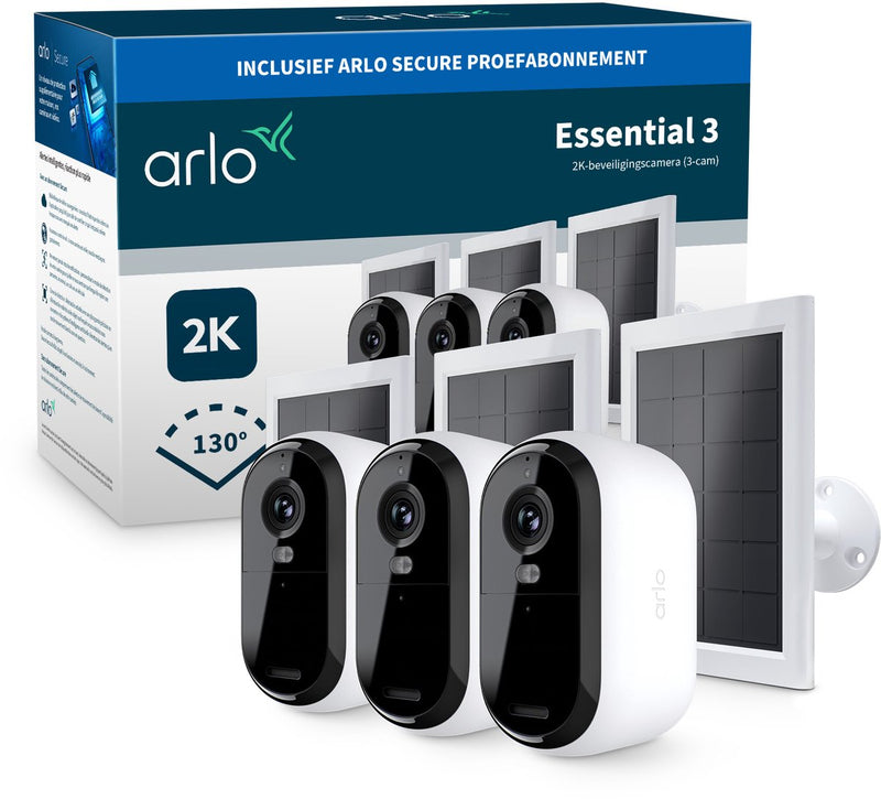Arlo Essential3 2K-Überwachungskamera-Solarmodule – 3er-Pack
