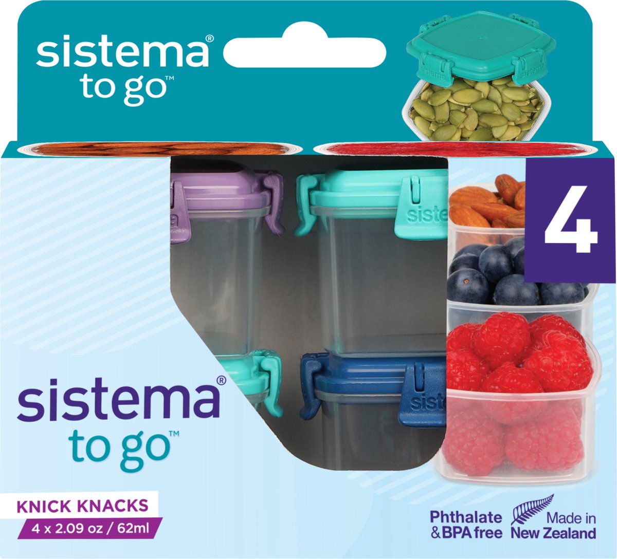 Sistema to go Mini-Aufbewahrungsboxen – Set mit 4 Stück – 6 x 6 x 4 cm
