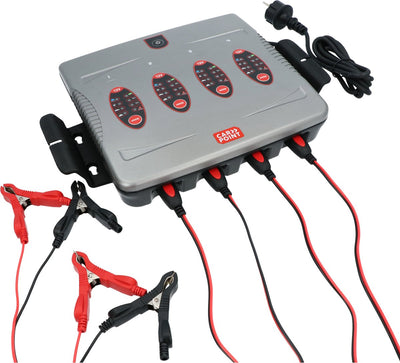 Carpoint bx-6 Batterieladegerät – 12 V – 4 Batterien gleichzeitig – 16 A – vollautomatischer 5-Stufen-Modus – LED-Anzeigen – IP64 – Blei-AGM-Gel