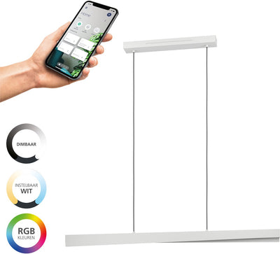 Eglo connect.z bolognano-z intelligente Hängelampe – LED – 117 cm – Grauweiß – einstellbares RGB-Weißlicht – dimmbar – ZigBee