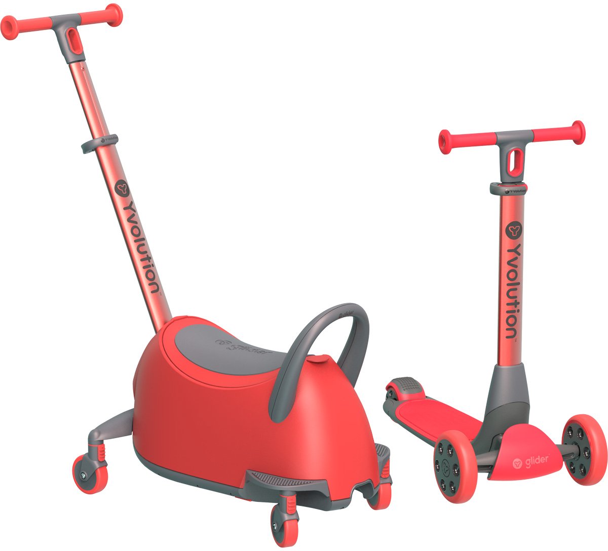 Yvolution – yglider luna – 5-in-1 – rot – multifunktionaler Trittroller