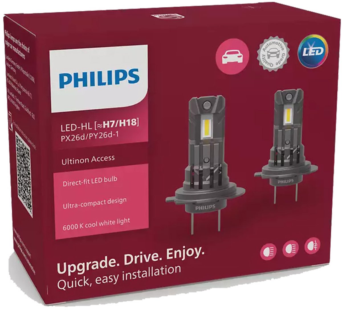 Philips H7 H18 Access LED-Scheinwerfer-Set 16 W PX26D PY26D-1 12 V