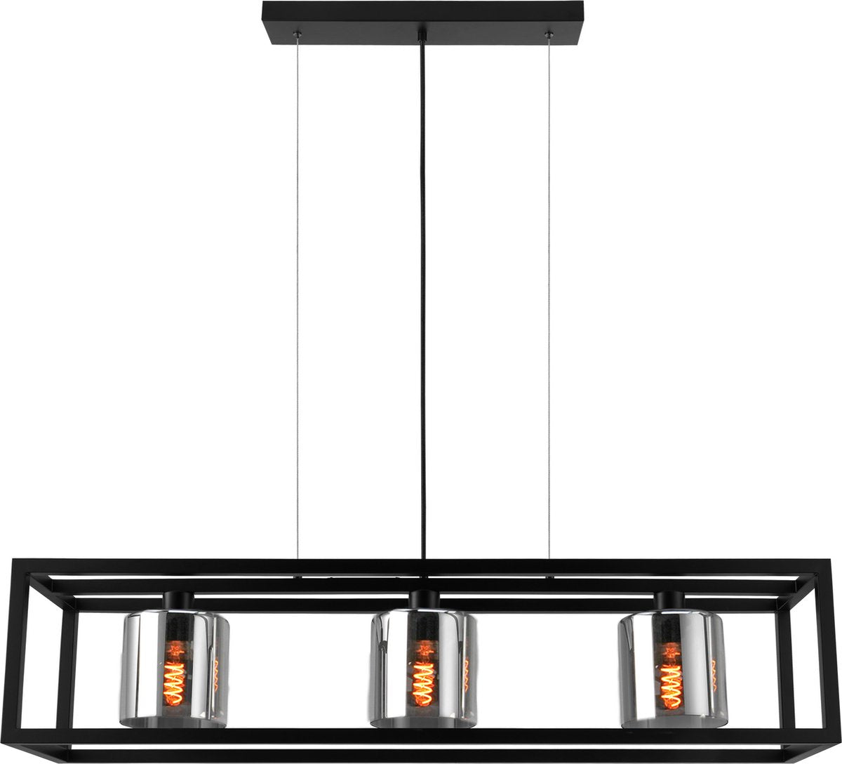 Eglo Brisling Hängelampe – E27 – 110 cm – Rauchglas – Schwarz