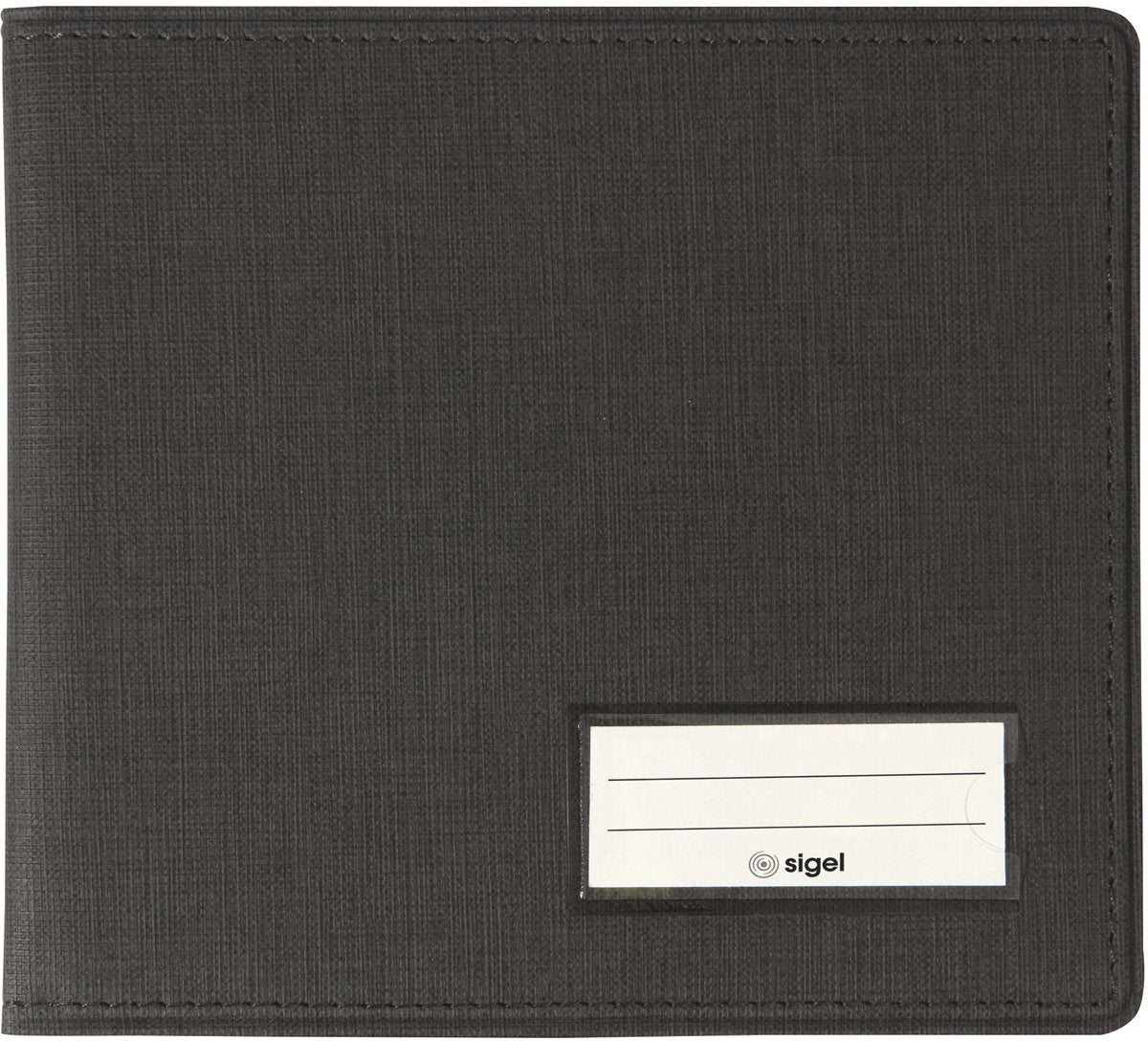 Sigel Schreibmappe – Format A6 quer – mit Stiftfach, Einsteckfach und Blockhalter – anthrazit – si-ef615
