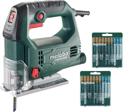 Metabo Steb 65 Schnellspann-Stichsäge inkl. 20 Sägeblätter im Koffer – 450 W – D-Griff – variabel