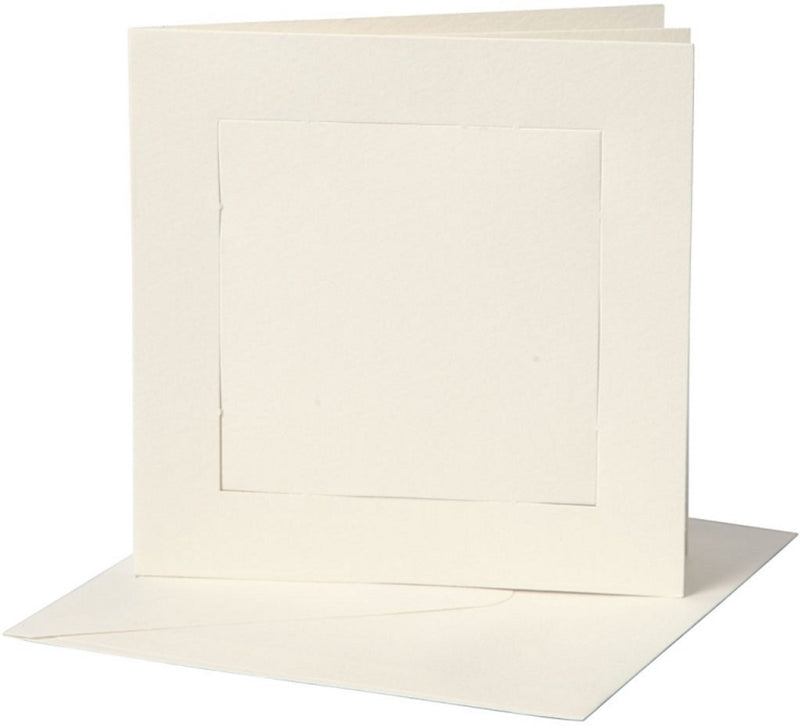 Creativ Company Passepartoutkarten, Kartengröße 12,5 x 12,5 cm, Umschlaggröße 13,5 x 13,5 cm, gebrochenes Weiß, 10er-Set 1 Box