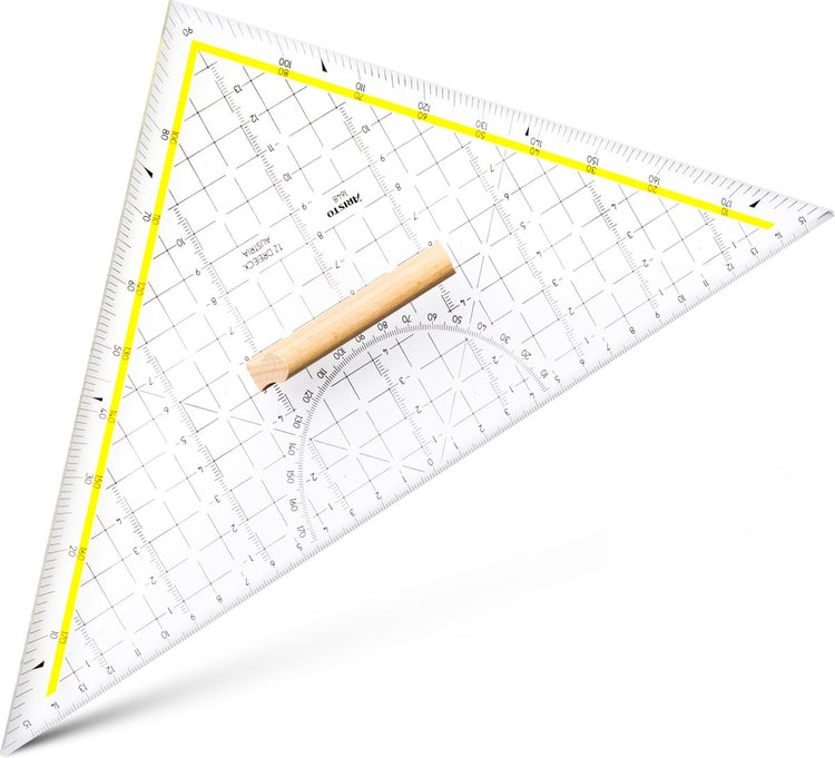 Aristo Zeichendreieck – Maßstab 30 cm – starr – transparent – mit Holzgriff – AR-1648