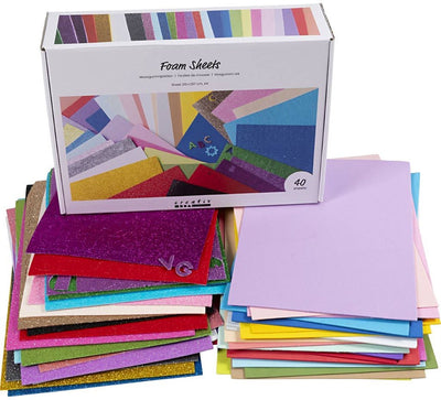 Creativ Company Schaumstoffplatten, A4, Blatt 210x297 cm, verschiedene Farben, 40 Blatt 1 Karton