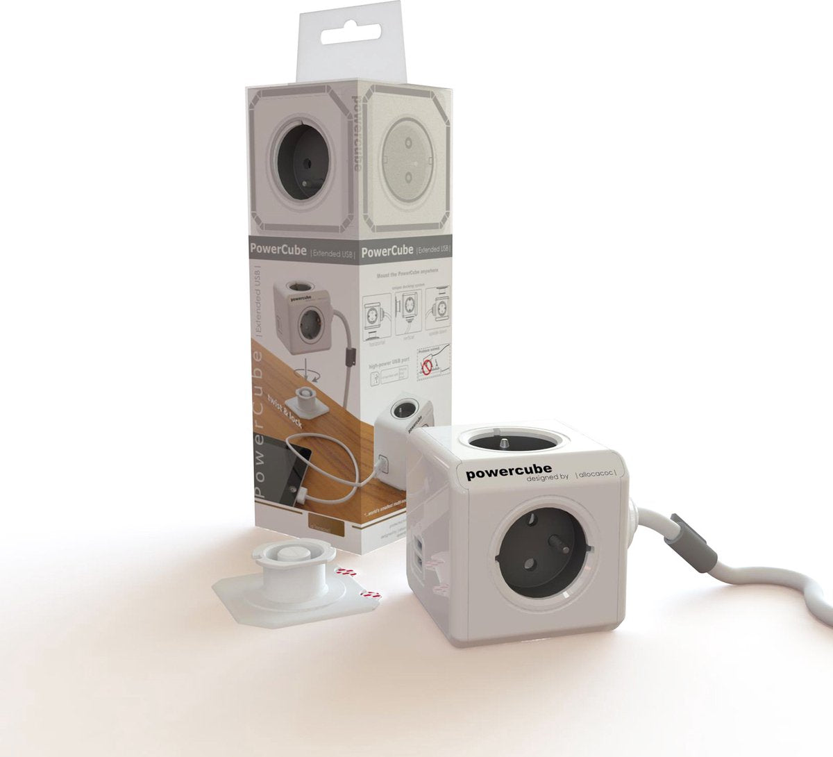 Allocacoc Powercube Extended USB FR; grau