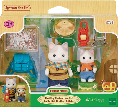Sylvanische Familien 5763 Duo Adventuries Latte Kat Bruder und Baby