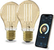 Intelligente Calex-Lampe – 2er-Set – WLAN-LED-Filamentbeleuchtung – E27 – intelligente Lichtquelle Gold – dimmbar – warmweißes Licht – 7 W