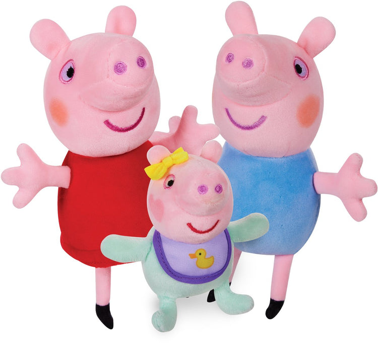 Charakteroptionen Peppa Pig 3-teiliges Kuscheltier-Set – Peppa, George Baby Evie – weiche Plüsch-Kuscheltiere