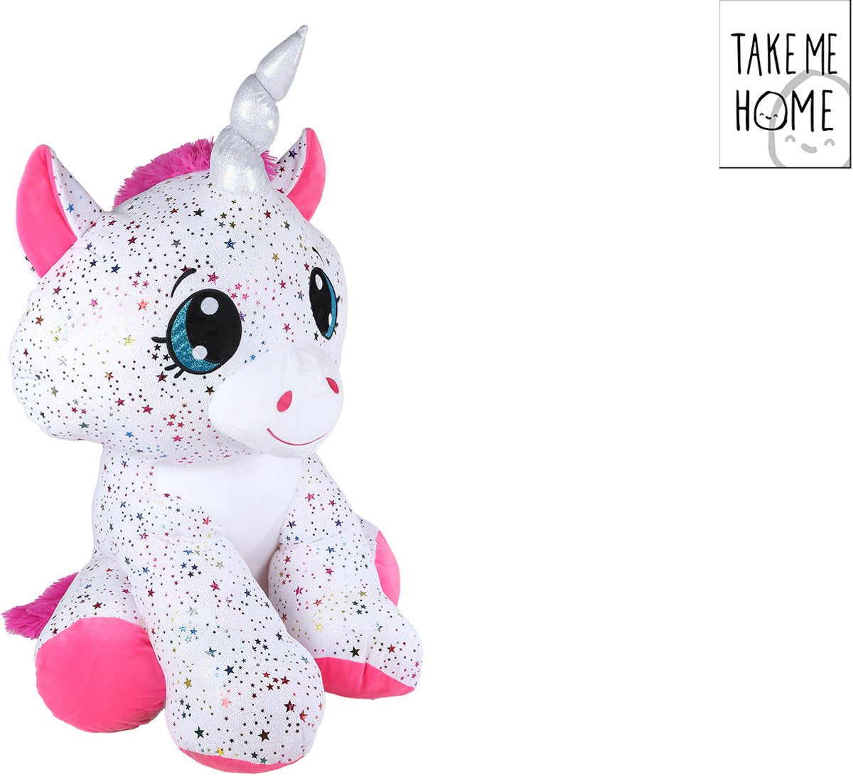 Nimm mich mit nach Hause Einhorn weiß rosa Kuscheltier – 70 cm