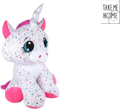 Nimm mich mit nach Hause Einhorn weiß rosa Kuscheltier – 70 cm