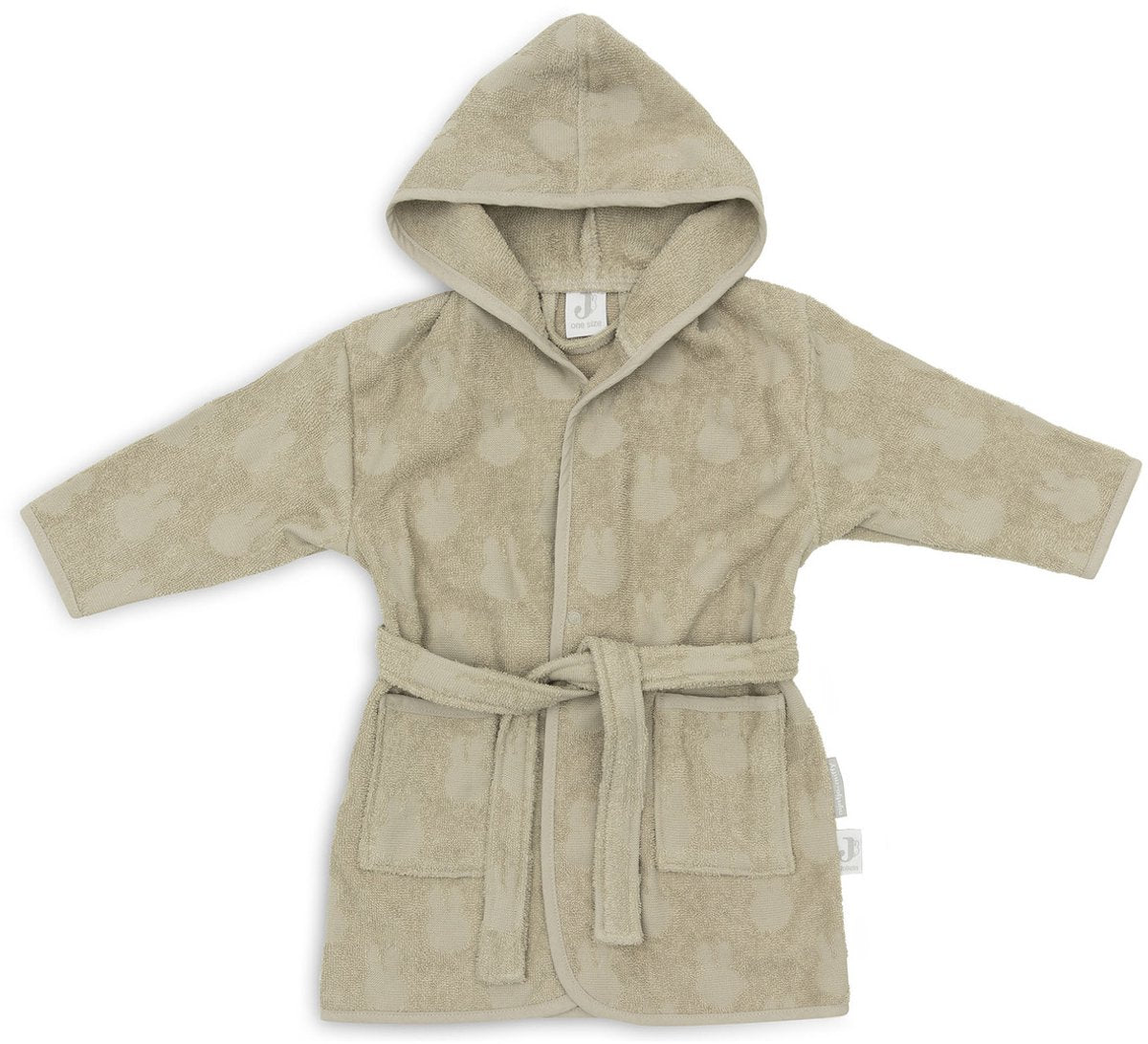 Jollein x Miffy – Baby-Bademantel Frottee 1–2 Jahre – Kinder-Bademantel mit Kapuze – Miffy-Jacquard – Olivgrün