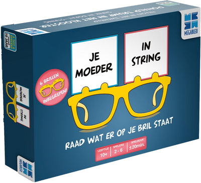 Megableu Deine Mutter im Tanga – urkomisches Partyspiel – Brettspiel für Jugendliche und Erwachsene – 2–6 Spieler – mit verrückter Brille