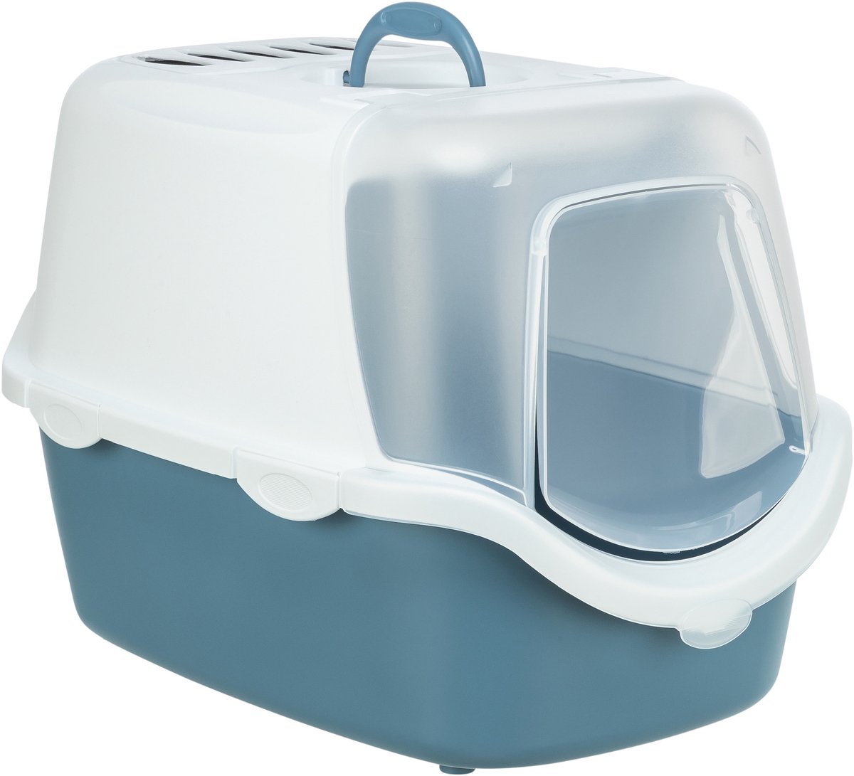 Trixie Katzentoilette Vico oben offen mit Haube blau grau weiß - 56x40x40 cm