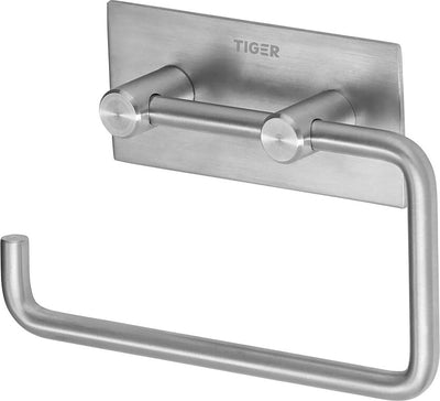 Tiger quadratisch - Toilettenpapierhalter ohne Klappe - ohne Bohren - 3m Klebeband - gebürsteter Edelstahl