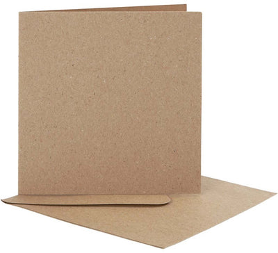 Creativ Firmenkarten und Umschläge, Kartengröße 12,5x12,5 cm, Umschlaggröße 13,5x13,5 cm, natur, 10er Set 1 Box