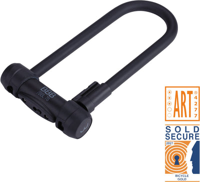 Bbb Cycling Art 3 Fahrradschloss mit Halterung – verkauft sichere Gold-Zertifizierung – Bügelschloss geeignet für Elektrofahrrad, Citybike, Rennrad – Schwarz – 29,5 x 14,1 cm – sicheres U BBL-78
