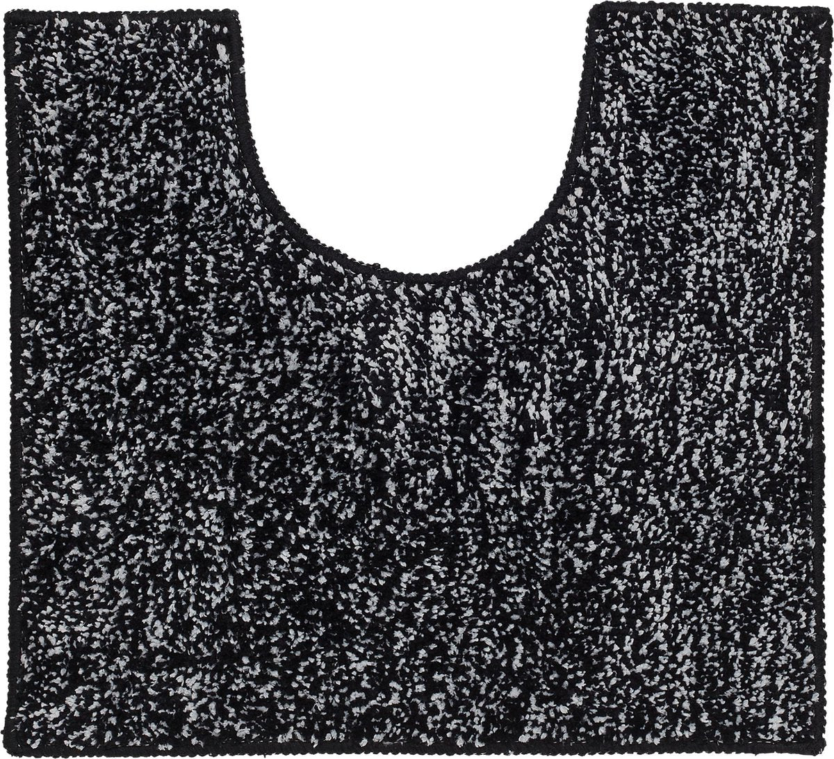 Toilettenvorleger mit Sealskin-Sprenkeln, 45 x 50 cm – 100 % recyceltes Polyester – Schwarz