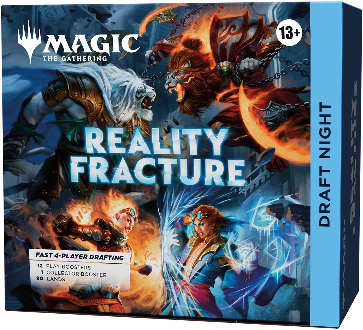 Magic the Gathering Magic: The Gathering Reality Fracture Draft Night | 1 Sammler-Booster, 12 Spiel-Booster, 90 Länder, 10 Token | Kartenspiel für 4 Spieler