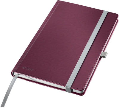 Notizbuch im Leitz-Stil, A5 liniert – mit Hardcover – 100-Gramm-Papier – Granatrot