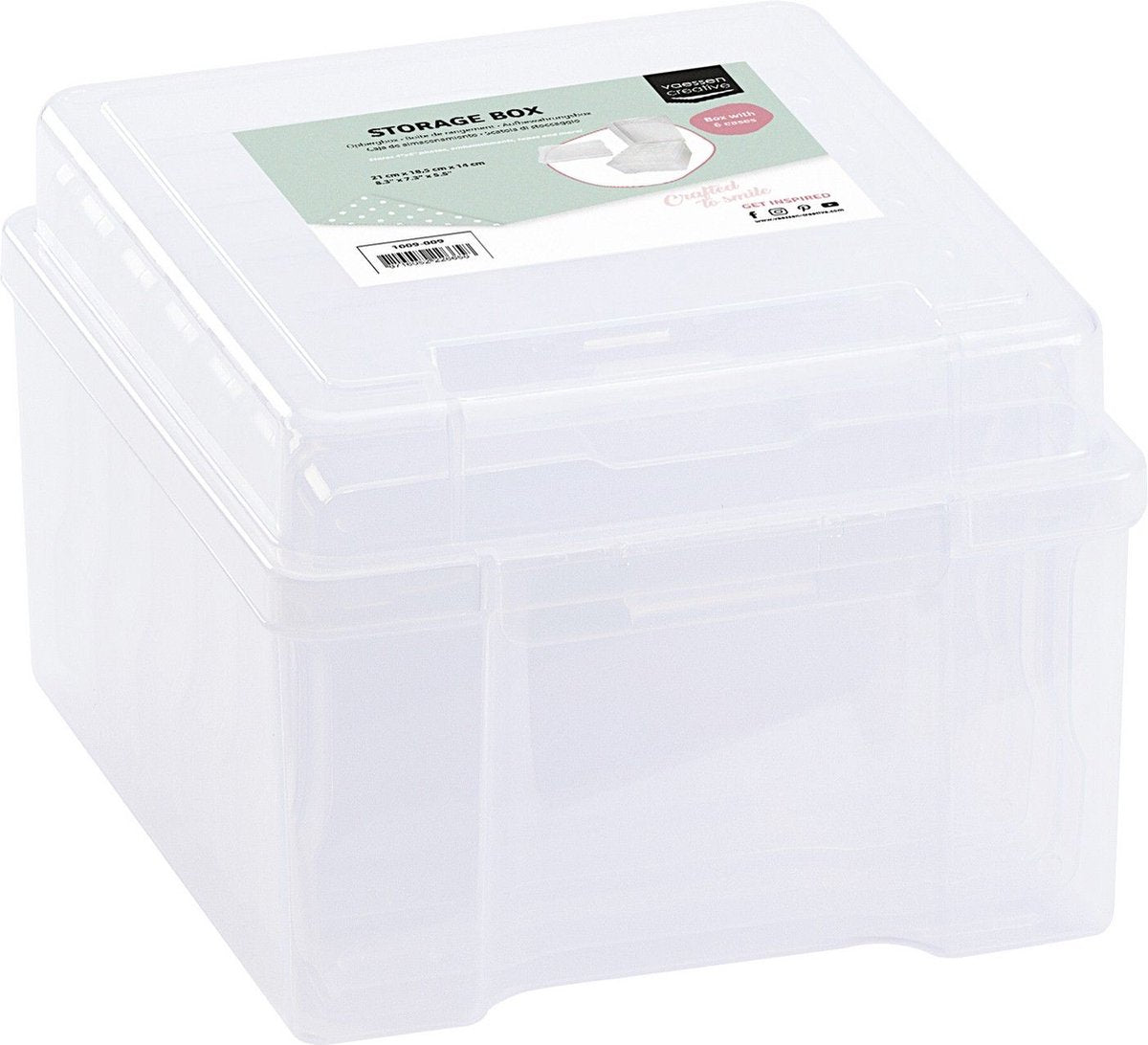 Vaessen creative • Aufbewahrungsbox mit 6 transparenten Kassetten