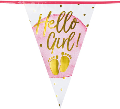 Boland - Folienflaggenlinie „Hallo Mädchen!“ - kein Thema - Babyparty
