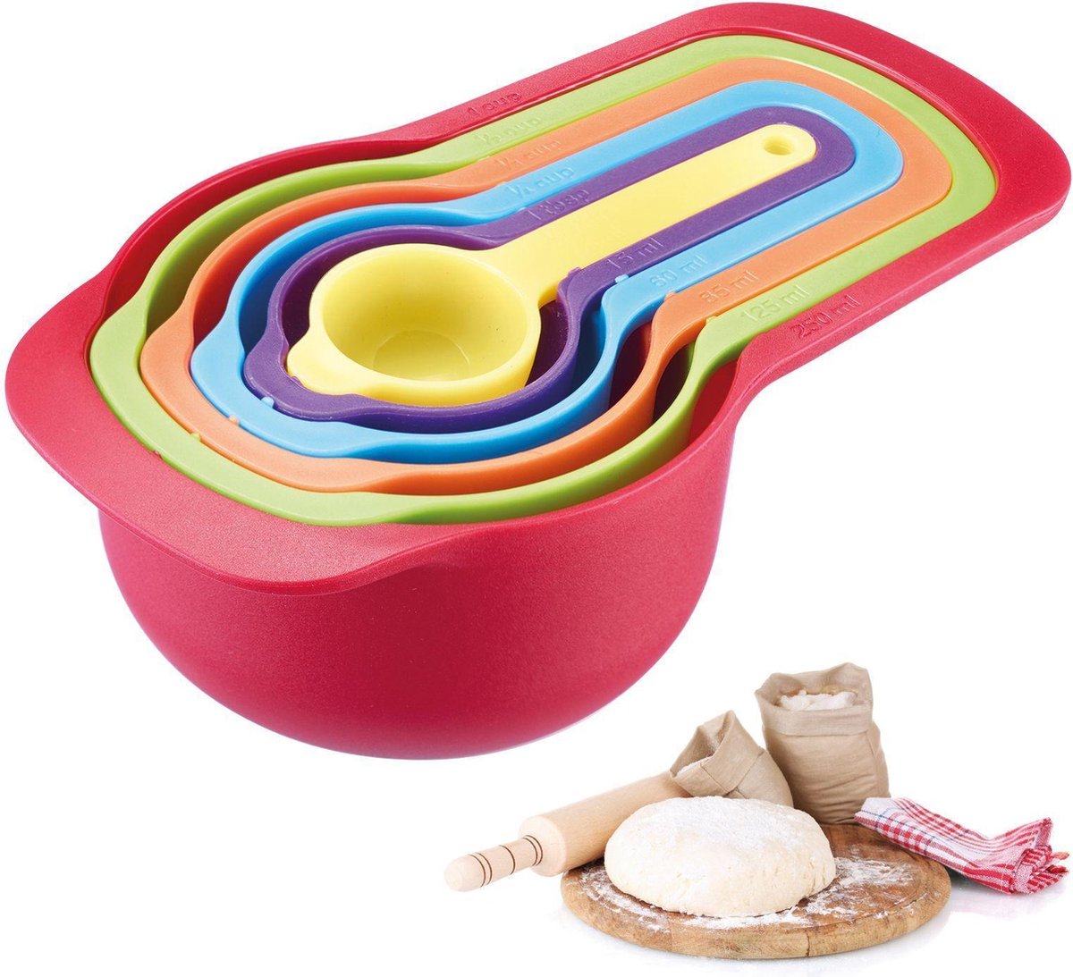 Westmark 6er-Set Messlöffel, Inhalt: 7,5 15 60 85 125 250 ml, Kunststoff, BPA-frei, Matroschka, farbig, 30582270
