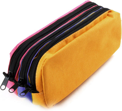 Kangaro-Stiftetui – rechteckig – 3 Fächer – 25 x 9 x 11 cm – orange-blaues Fuchsia – k-56402