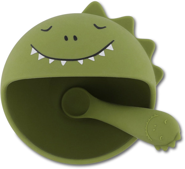 Trixie | Erstes Babymahlzeitenset – mr. Dino – Silikon – Saugnapf – 4m+