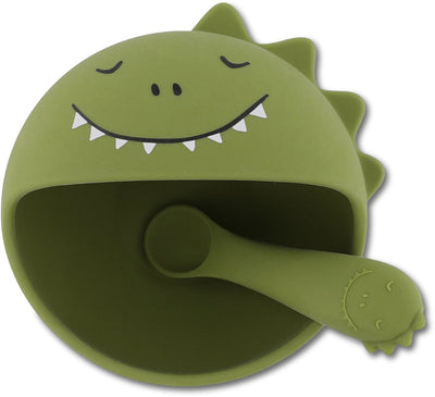 Trixie | Erstes Babymahlzeitenset – mr. Dino – Silikon – Saugnapf – 4m+
