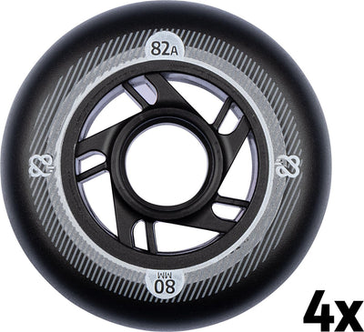 Nijdam Inline-Skate-Rollen-Set – 80 x 24 mm – 4 Stück – Schwarz