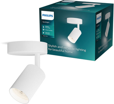Philips Wyatt Aufbaustrahler – LED-Gu10-Fassung – ausrichtbar – 1 Lichtpunkt – Clickfix – Weiß
