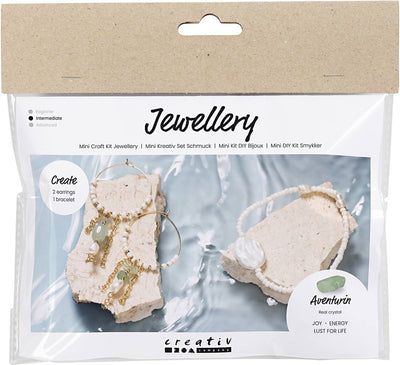 Creativ Company Mini-Hobby-Set Schmuck, Aventurin-Mix-Armband und Ohrringe, 1 Box