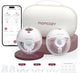 Momcozy m5 smart – Freisprech-Milchpumpe – 2 Stück – elektrisch – geräuschlos kompakt – mit Brusthauben-Einsätzen – weiß rot
