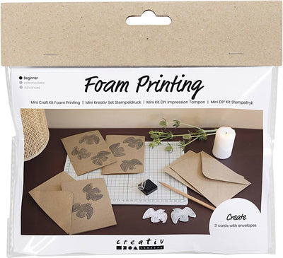 Creativ Company Mini-Hobby-Set Schaumstoffdruck, Karte mit Tauben, beige, 1 Box