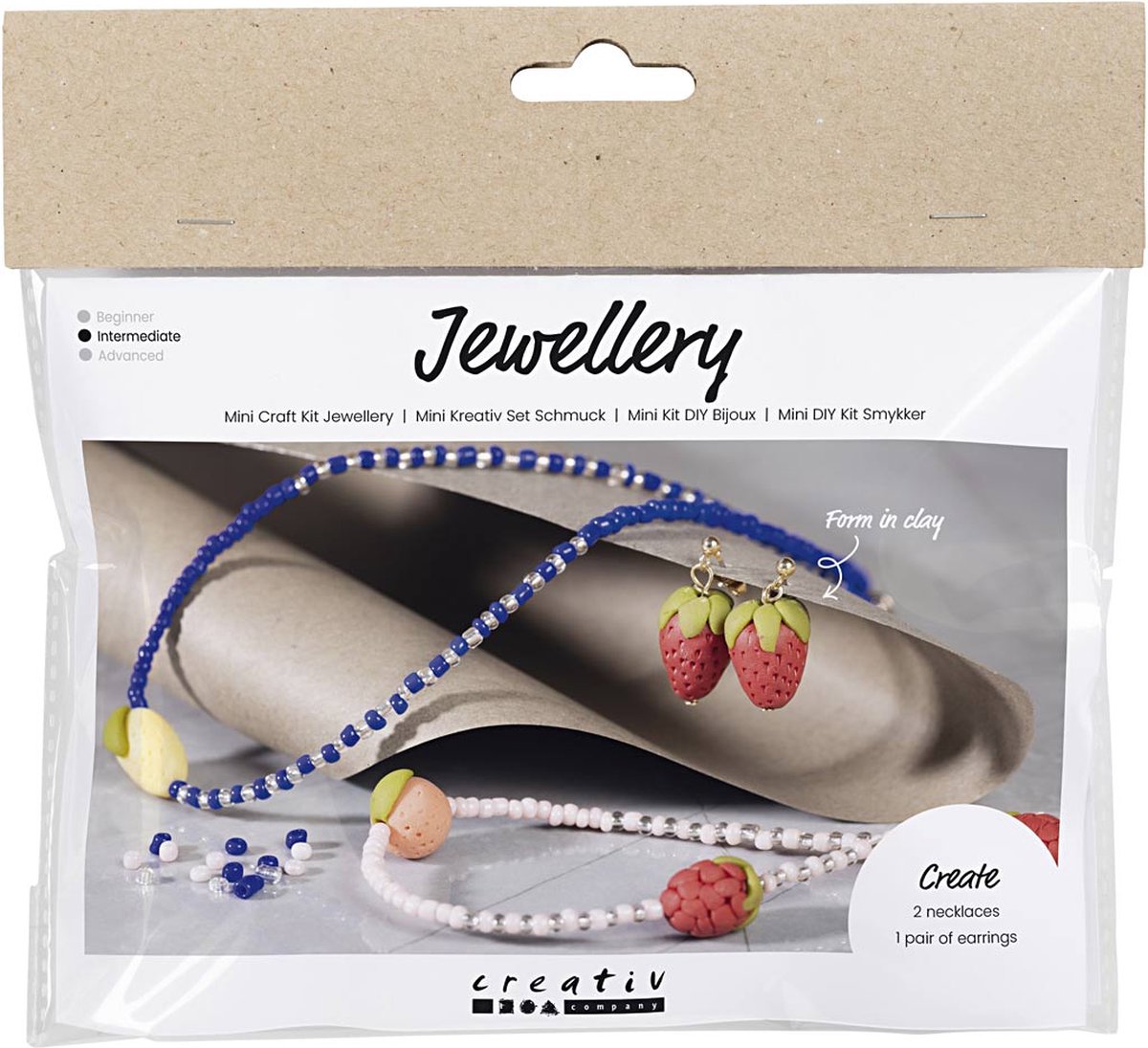 Creativ Company Mini-Hobby-Set Schmuck, Halskette und Ohrringe, Königsblau, 1 Box